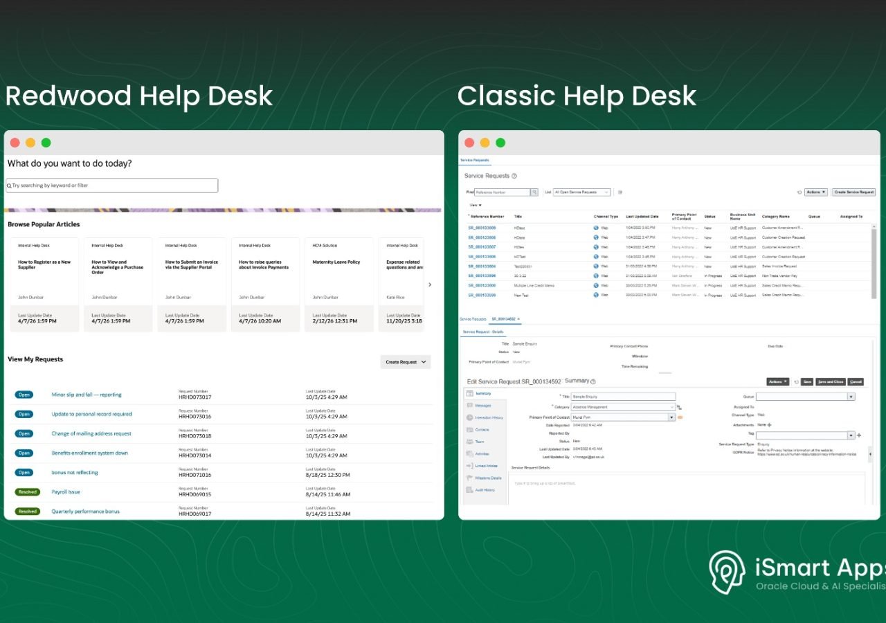 Redwood vs Classic Help Desk